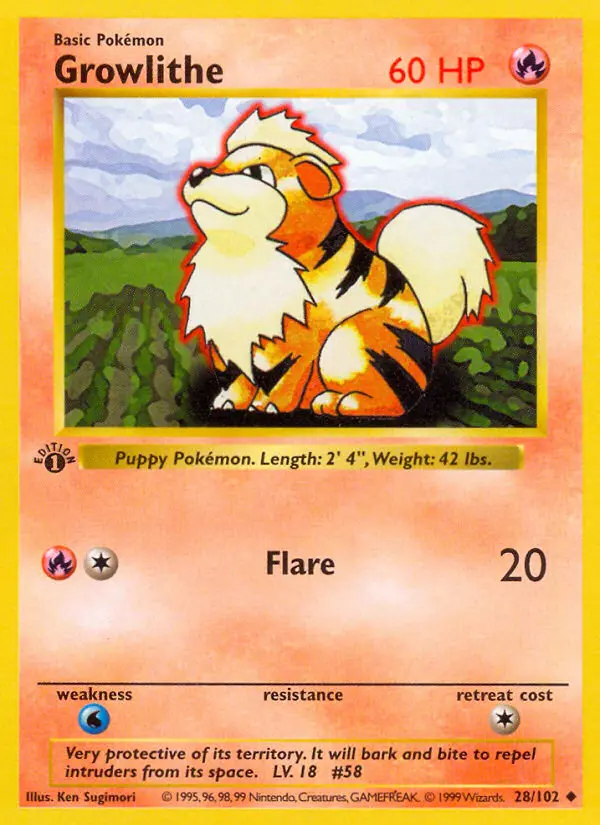Carta Growlithe — Base Set 28/102