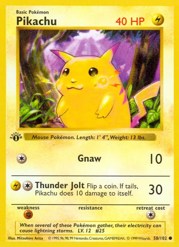 Carta Pikachu — Base Set 58/102