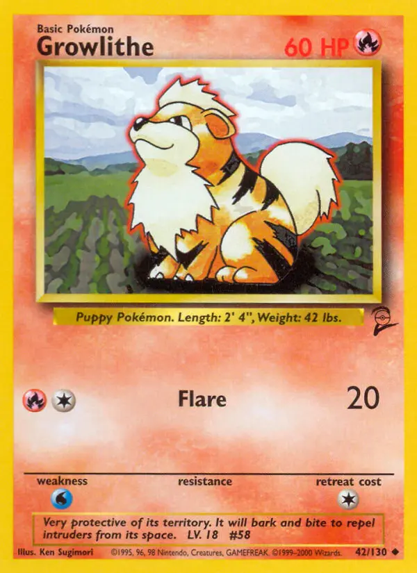 Carta Growlithe — Base Set 2 42/130