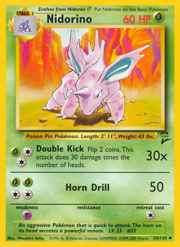 Carta Nidorino — Base Set 2 54/130