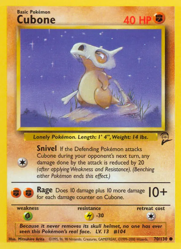 Carta Cubone — Base Set 2 70/130