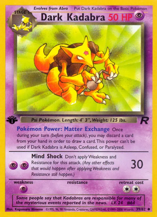 Carta Dark Kadabra — Team Rocket 39/82