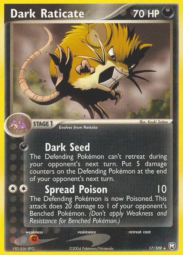 Carta Dark Raticate — Team Rocket Returns 17/109