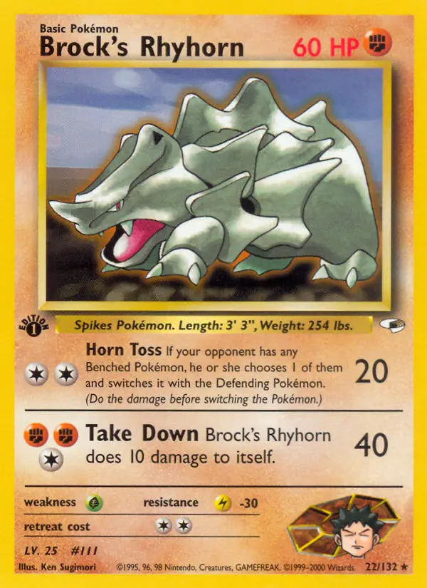 Carta Brock's Rhyhorn — Gym Heroes 22/132