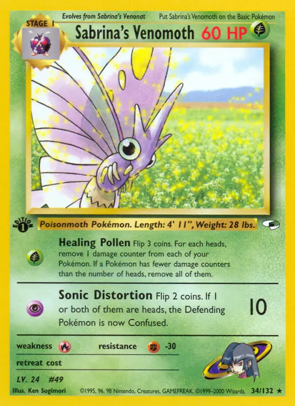 Carta Sabrina's Venomoth — Gym Heroes 34/132