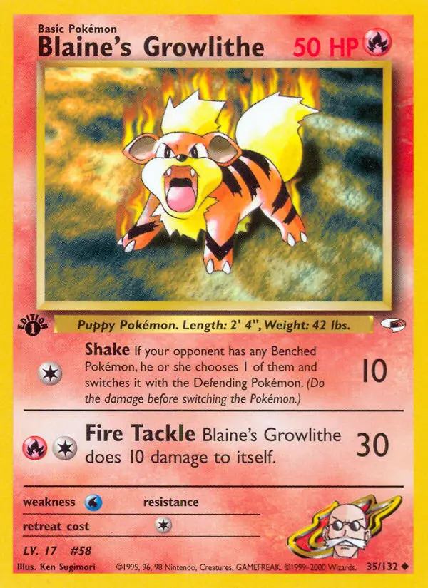Carta Blaine's Growlithe — Gym Heroes 35/132