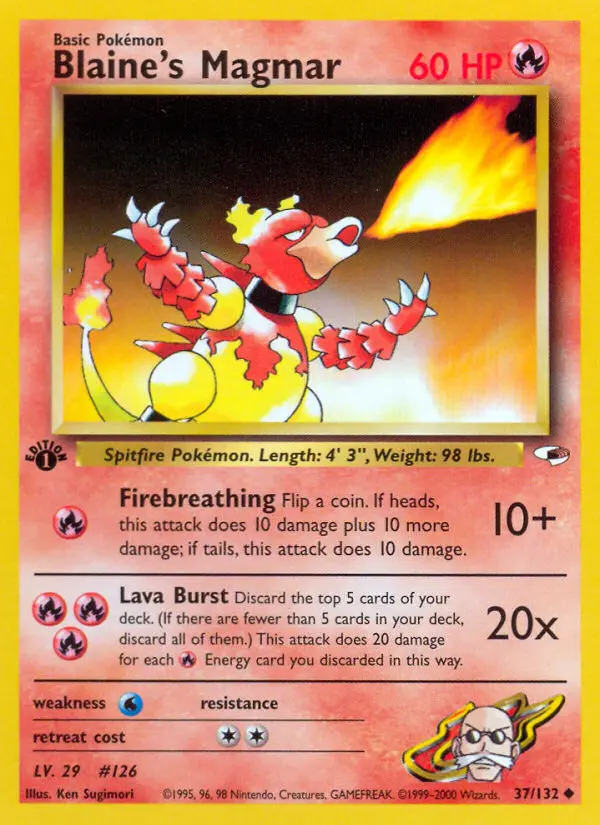 Carta Blaine's Magmar — Gym Heroes 37/132