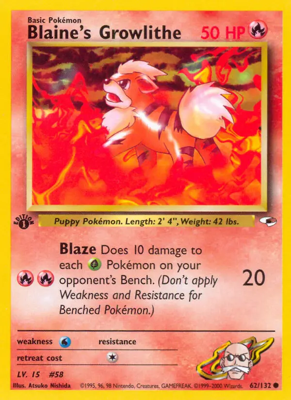 Carta Blaine's Growlithe — Gym Heroes 62/132