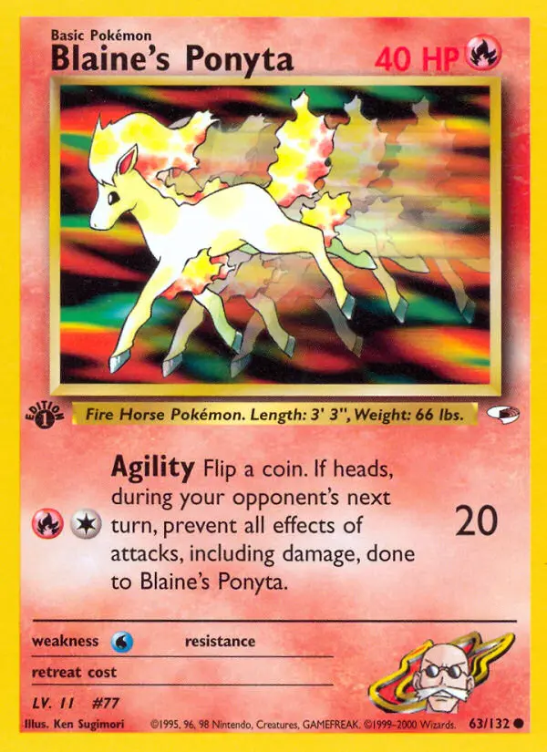 Carta Blaine's Ponyta — Gym Heroes 63/132