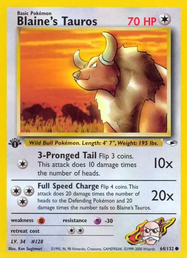 Carta Blaine's Tauros — Gym Heroes 64/132