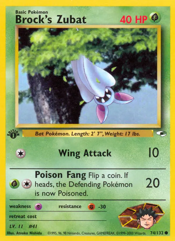 Carta Brock's Zubat — Gym Heroes 74/132