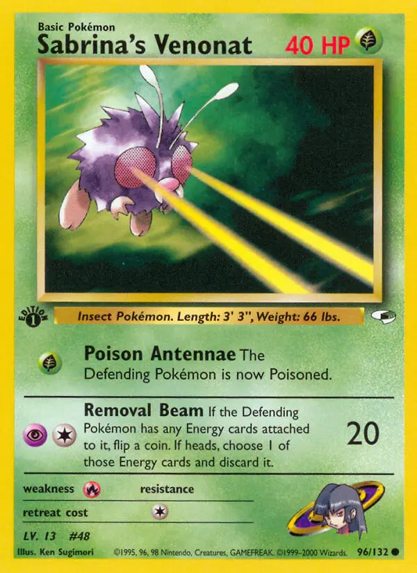 Carta Sabrina's Venonat — Gym Heroes 96/132