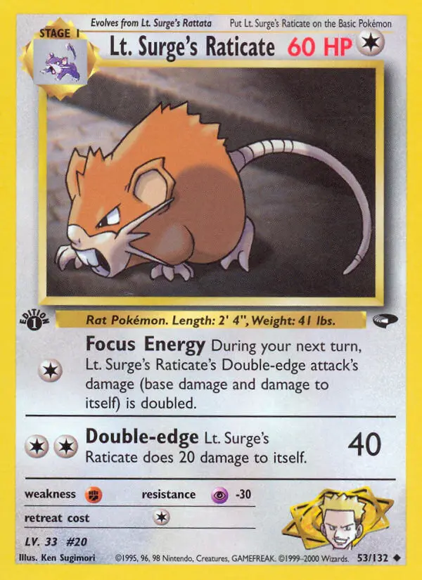 Carta Lt. Surge's Raticate — Gym Challenge 53/132