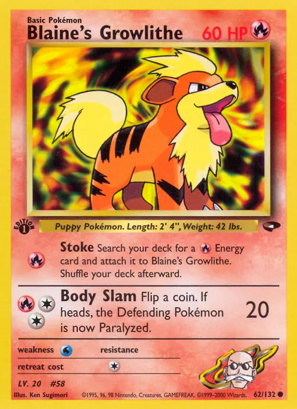 Carta Blaine's Growlithe — Gym Challenge 62/132