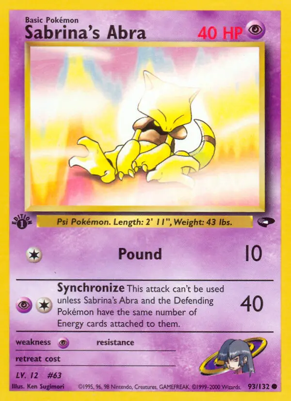 Carta Sabrina's Abra — Gym Challenge 93/132