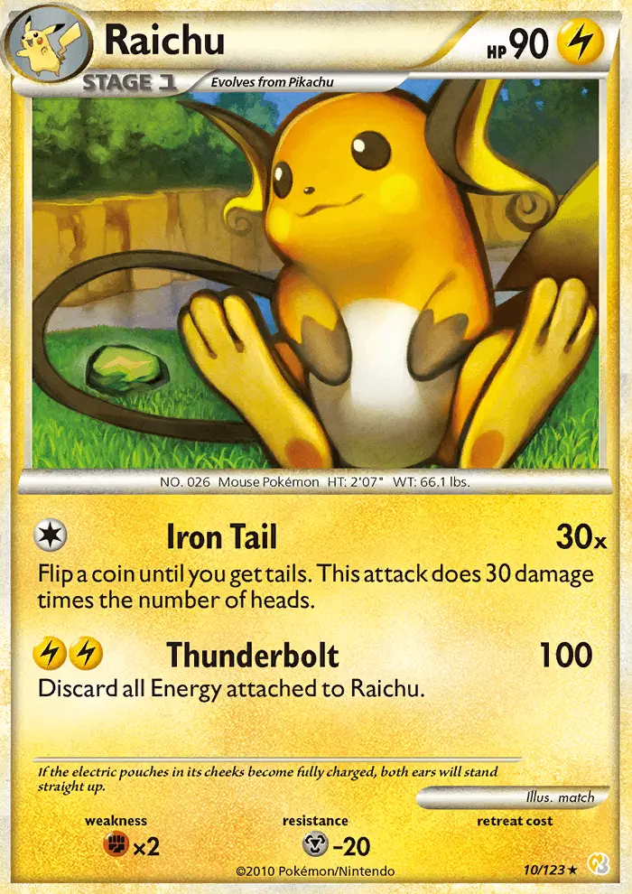 Carta Raichu — HeartGold SoulSilver 10/123
