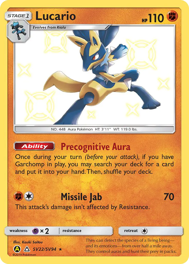 Carta Lucario — Hidden Fates Shiny Vault SV22/94