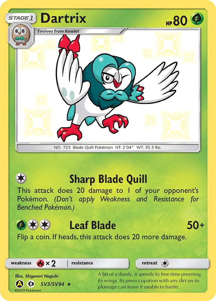 Carta Dartrix — Hidden Fates Shiny Vault SV3/94