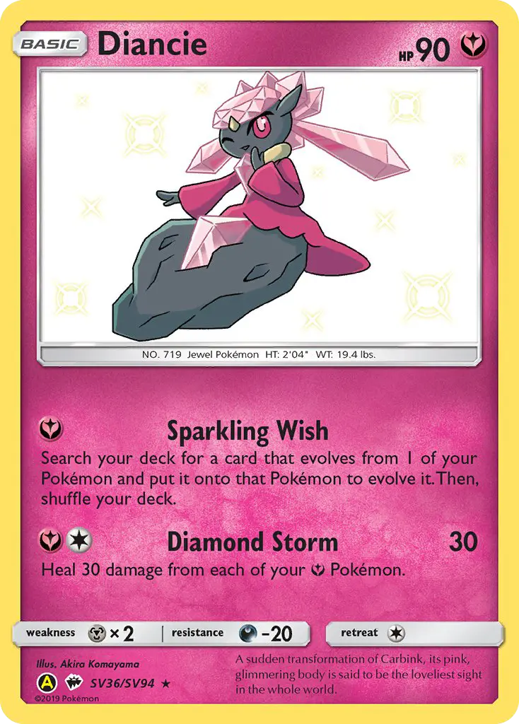 Carta Diancie — Hidden Fates Shiny Vault SV36/94