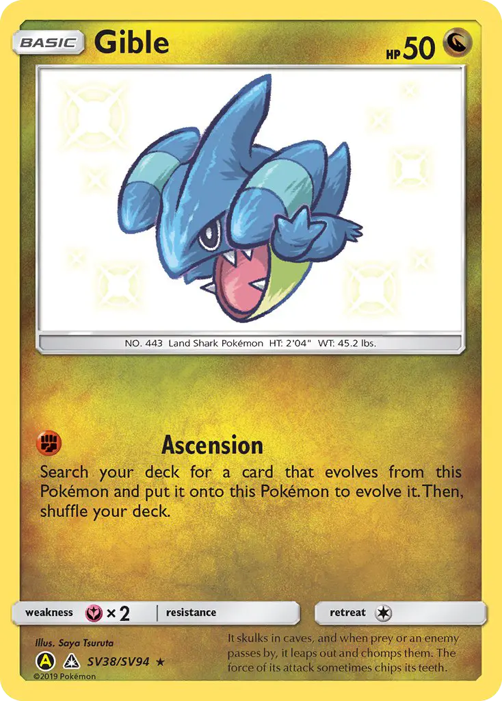 Carta Gible — Hidden Fates Shiny Vault SV38/94