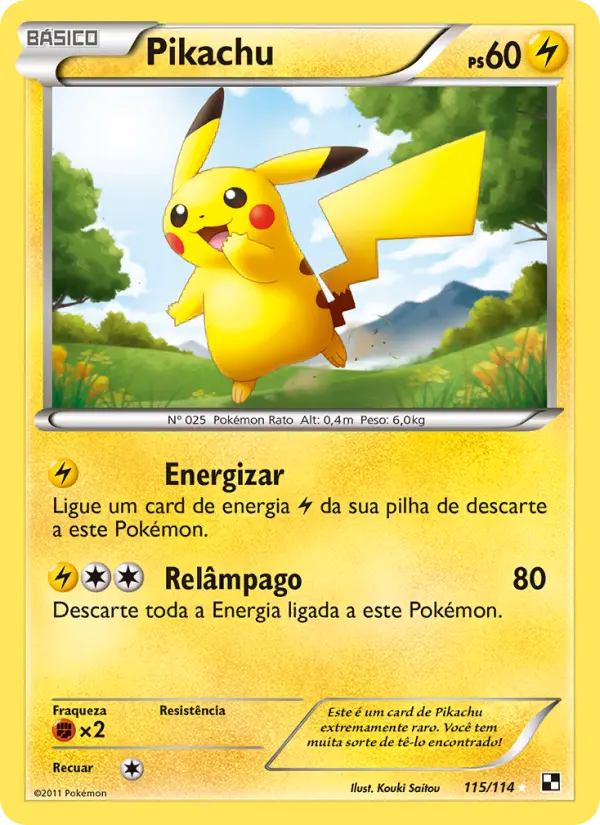 Carta Pikachu — Black & White 115/114