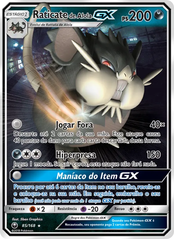 Carta Raticate de Alola GX — Celestial Storm 85/168