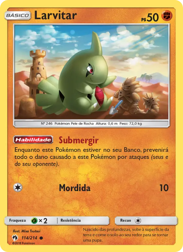 Carta Larvitar — Lost Thunder 114/214