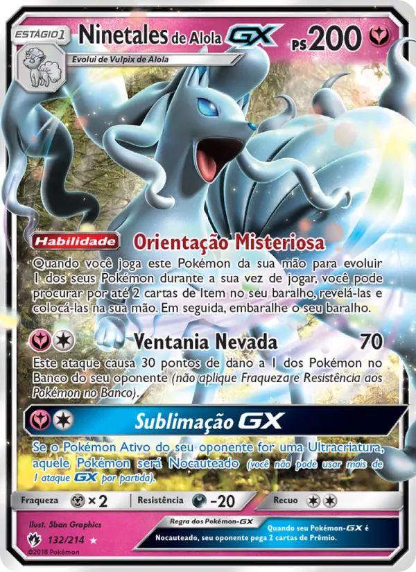 Carta Ninetales de Alola GX — Lost Thunder 132/214