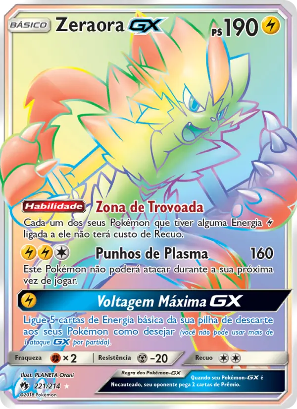 Carta Zeraora GX — Lost Thunder 221/214