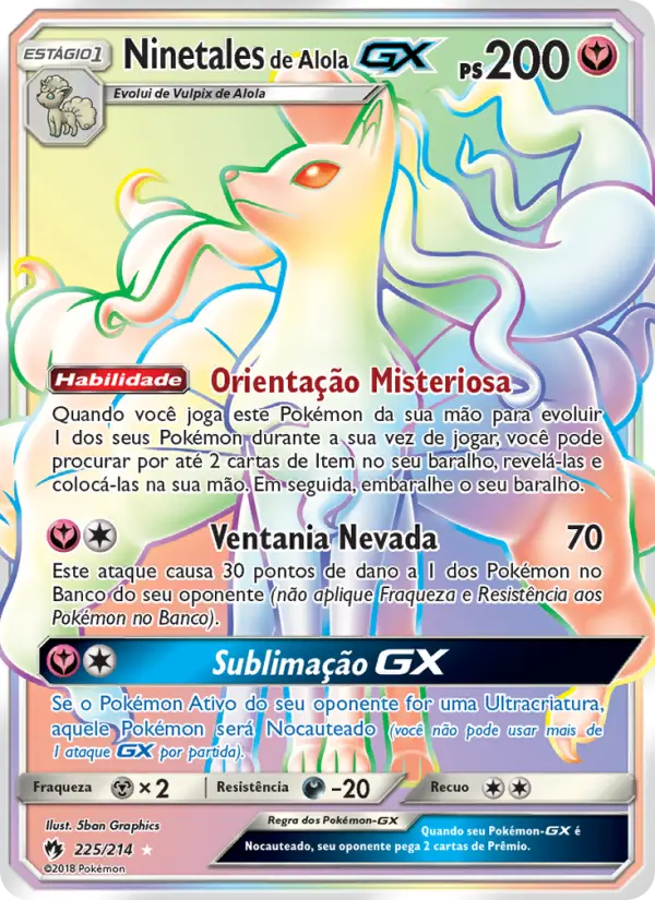 Carta Ninetales de Alola GX — Lost Thunder 225/214
