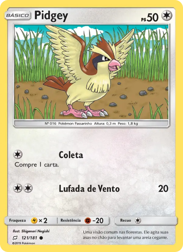 Carta Pidgey — Team Up 121/181