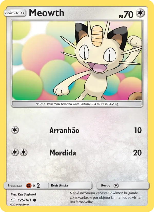 Carta Meowth — Team Up 125/181