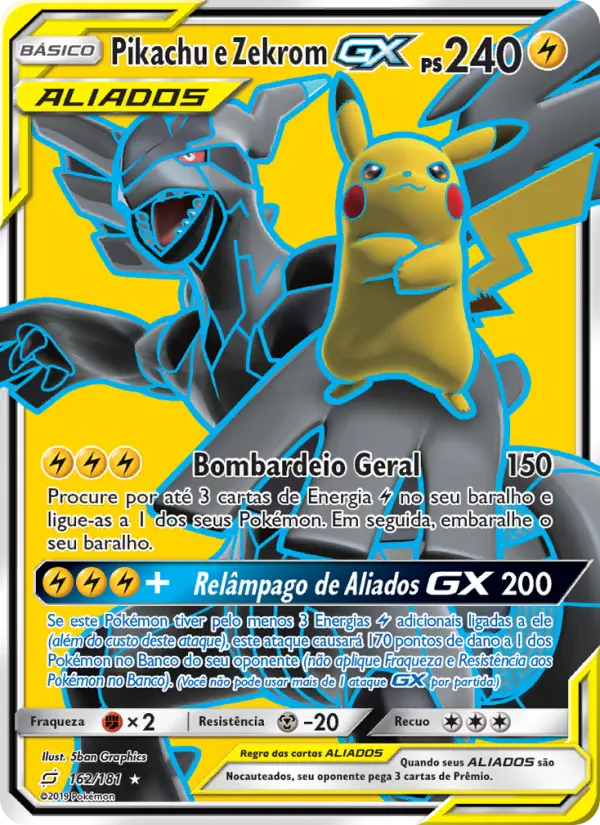 Carta Pikachu e Zekrom GX — Team Up 162/181
