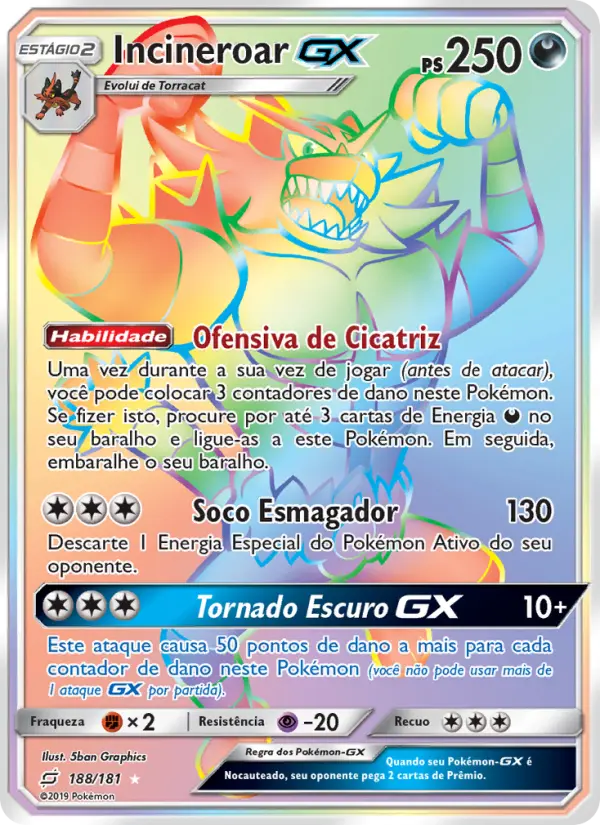 Carta Incineroar GX — Team Up 188/181