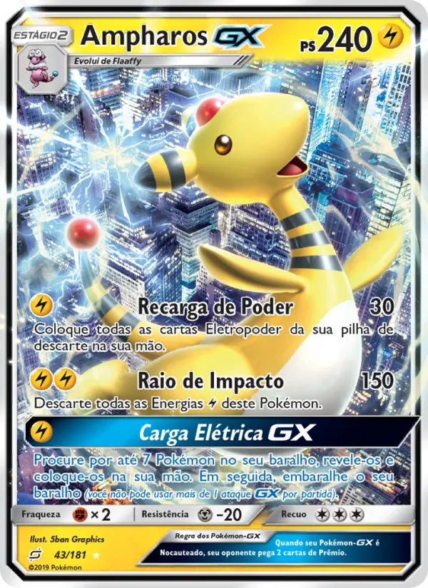 Carta Ampharos GX — Team Up 43/181